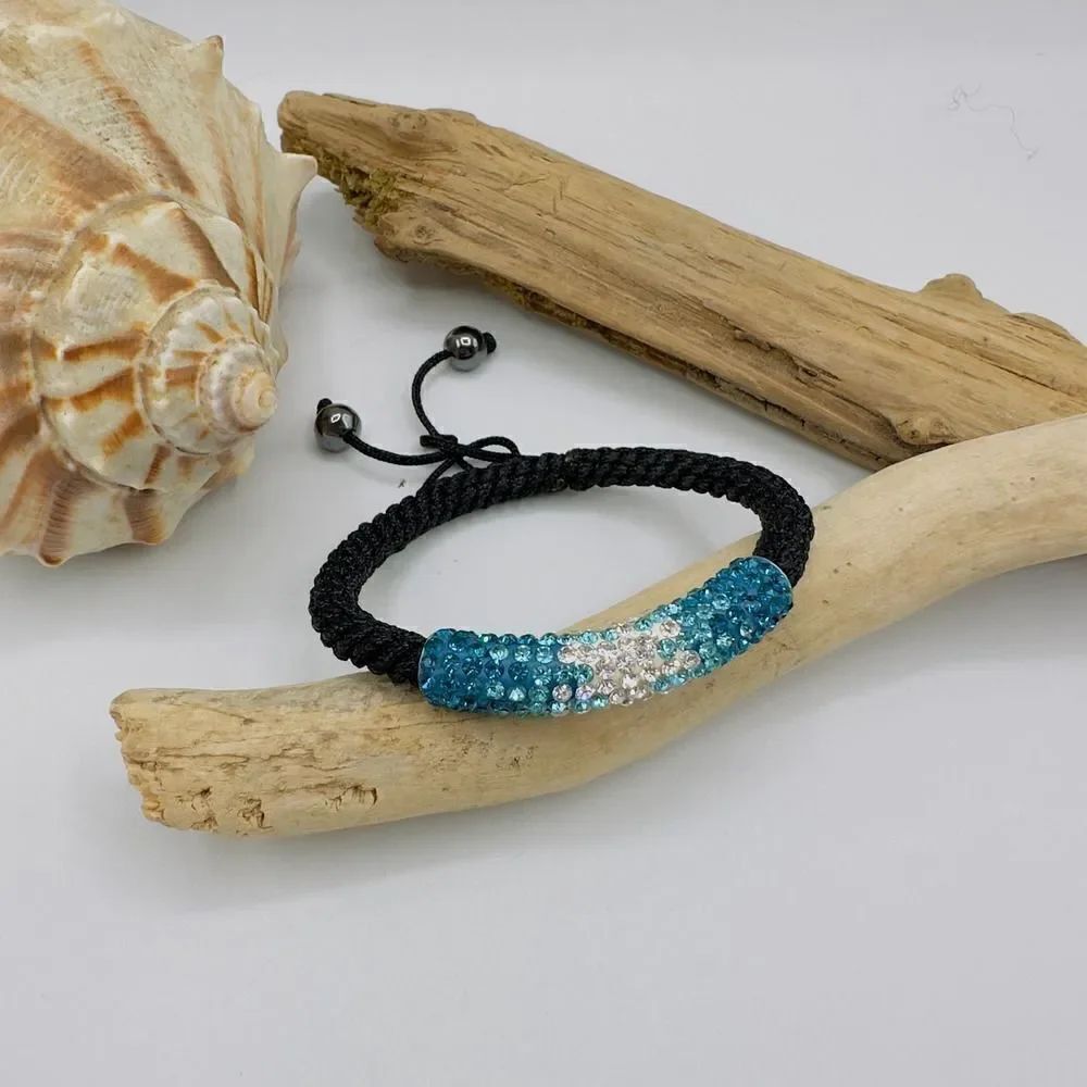 Pave Set Crystal Disco Bangle Ajustable Bracelet